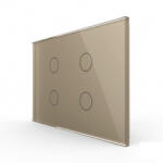 LIVOLO Intrerupator cvadruplu cap scara cruce cu touch Livolo din sticla, modular, standard Italian (VL-FC4S-3G-13)