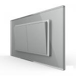LIVOLO Intrerupator mecanic dublu cap scara, 4M, cu rama sticla (VL-2FCMKS-2IP-P9E)