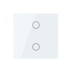 LIVOLO Intrerupator dublu WiFi, cap scara cruce, cu panou sticla, cu touch (VL-FC2SNY-C2-W2G)