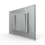 LIVOLO Intrerupator mecanic dublu 3M, cu revenire, cu rama sticla (VL-2FCMH-1IP-P93-1FCMB)