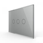 LIVOLO Intrerupator triplu, standard italian, cap scara cap cruce, cu panou sticla, 3M (VL-FC3S-3G-3I)
