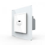 LIVOLO Priza simpla USB tip C, cu rama sticla (VL-FCUC-P7E-2WP)