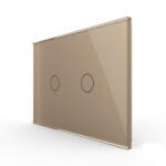 LIVOLO Intrerupator dublu, standard italian, cap scara cap cruce, cu panou sticla, 3M (VL-FC2S-3G-3A)