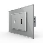 LIVOLO Intrerupator tactil simplu + priza USB, 3M, rama sticla, Livolo (VL-FC1-FCUS-2IP-P9E)