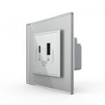 LIVOLO Priza dubla USB + USB tip C, cu rama sticla (VL-FCUA18W.UC18W-P7E-2IP)
