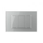 LIVOLO Intrerupator mecanic triplu 3M, cu revenire, cu rama sticla (VL-3FCMH-1IP-P9E)