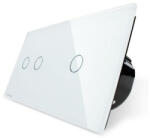 LIVOLO Intrerupator dublu + simplu cap scara cap cruce cu touch Livolo din sticla (VL-C702/C701S-11) - gilan - 234,00 RON