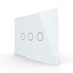 LIVOLO Intrerupator triplu, standard italian, cap scara cap cruce, cu panou sticla, 3M (VL-FC3S-3G-3W)