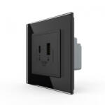 LIVOLO Priza dubla USB + USB tip C, cu rama sticla (VL-FCUA18W.UC18W-P7E-2BP)