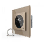 LIVOLO Termostat cu fir pentru incalzire in pardoseala, afisaj electronic, Generatie Noua EC, cu touch-screen, cu rama de sticla (VL-FCQ1Z2-P7E-2A)