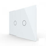 LIVOLO Intrerupator dublu, standard italian, cap scara cap cruce, cu panou sticla, 3M (VL-FC2S-3G-3W)