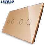 LIVOLO Panou intrerupator dublu + dublu cu touch Livolo din sticla (1417)