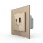 LIVOLO Priza dubla USB + USB tip C, cu rama sticla (VL-FCUA18W.UC18W-P7E-2AP)