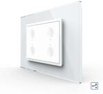 LIVOLO Intrerupator cvadruplu cap scara cap cruce cu touch Livolo cu rama din sticla, standard Italian 3m, Serie noua (VL-FC4S-3WP)
