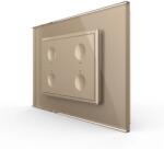 LIVOLO Intrerupator cvadruplu cu touch Livolo cu rama din sticla, standard Italian 3m , Serie noua (VL-FC4-3AP)