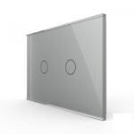 LIVOLO Intrerupator dublu, standard italian, cap scara cap cruce, cu panou sticla, 3M (VL-FC2S-3G-3I)