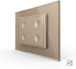 LIVOLO Intrerupator cvadruplu cap scara cap cruce cu touch Livolo cu rama din sticla, standard Italian 3m, Serie noua (VL-FC4S-3AP)