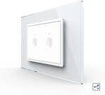 LIVOLO Intrerupator dublu cap scara cap cruce cu touch Livolo cu rama din sticla, standard Italian 3m , Serie noua (VL-FC2S-3WP)