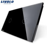 LIVOLO Panou intrerupator simplu + simplu cu touch Livolo din sticla (1414)