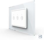 LIVOLO Intrerupator triplu cap scara cap cruce cu touch Livolo cu rama din sticla, standard Italian 3m , Serie noua (VL-FC3S-3WP)