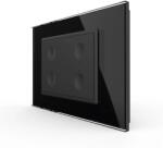 LIVOLO Intrerupator cvadruplu cu touch Livolo cu rama din sticla, standard Italian 3m , Serie noua (VL-FC4-3BP)