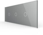 LIVOLO Intrerupator Simplu + Simplu + Simplu cu Touch LIVOLO cu Rama Din Sticla, 6M, Standard Italian (VL-FC1/1/1-6I)