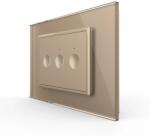LIVOLO Intrerupator triplu cu touch Livolo cu rama din sticla, standard Italian 3m , Serie noua (VL-FC3-3AP)
