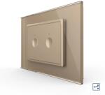 LIVOLO Intrerupator dublu cap scara cap cruce cu touch Livolo cu rama din sticla, standard Italian 3m , Serie noua (VL-FC2S-3AP)