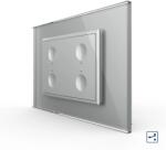 LIVOLO Intrerupator cvadruplu cap scara cap cruce cu touch Livolo cu rama din sticla, standard Italian 3m, Serie noua (VL-FC4S-3IP)