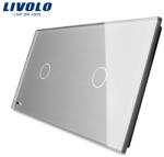 LIVOLO Panou intrerupator simplu + simplu cu touch Livolo din sticla (1412)