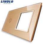 LIVOLO Panou intrerupator simplu cu touch si priza simpla Livolo din sticla (1428)