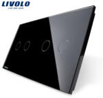 LIVOLO Panou intrerupator dublu + dublu cu touch Livolo din sticla (1418)