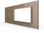 LIVOLO Panou Intrerupator Simplu cu 2 Prize LIVOLO din Sticla, Standard Italian , 6 7M (1594)