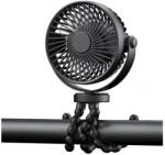 EUROLAMP Ventilator de birou reîncărcabil 3W/5V 1200 mAh negru (EU0695) Ventilator