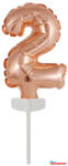 Számok Színes Rose Gold 2-es szám fólia lufi tortára 13 cm (JAV_DPA9912696)