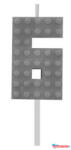 Blocks Építőkocka 6-os Grey Blocks tortagyertya, számgyertya (JAV_MLG132779B)