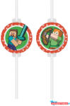 Minecraft Green papír szívószál, 4 db-os szett FSC (JAV_PNN95663)