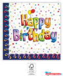 Boldog Születésnapot Happy Birthday Multicolor szalvéta 20 db-os 33x33 cm FSC (JAV_PNN93731)