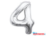 Számok Ezüst Silver 4-es szám fólia lufi 85 cm (JAV_MLG109474)
