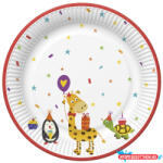 Állatos Cute Party papírtányér 8 db-os 22, 7 cm (JAV_PKK758507)
