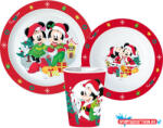 Disney Minnie and Mickey Karácsonyi étkészlet, micro műanyag szett, pohárral 260 ml (JAV_JVL11148)