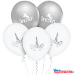 Unikornis Silver léggömb, lufi 5 db-os 12 inch (30cm) (JAV_MLG150216)
