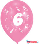 Boldog Születésnapot Happy Birthday 6 Ribbon léggömb, lufi 8 db-os 10 inch (25, 4cm) (JAV_DPA996580)