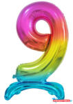 Számok Színes Rainbow 9-es szám fólia lufi talppal 74 cm (JAV_MLG129151)