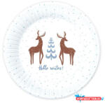Karácsony Karácsonyi Hello Winter White papírtányér 6 db-os 18 cm (JAV_MLG168822)