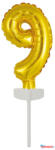 Számok Arany Gold 9-es szám fólia lufi tortára 13 cm (JAV_DPA9912683)
