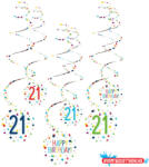 Boldog Születésnapot Konfettis Colorful Happy Birthday 21 szalag dekorációs szett 6 db-os (JAV_DPA9909830)