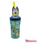 Bluey Splash 3D műanyag szívószálas pohár 360 ml (JAV_STF50666)