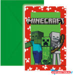 Minecraft Green party meghívó 6 db-os FSC (JAV_PNN95658)