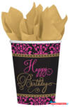 Boldog Születésnapot Happy Birthday Pink papír pohár 18 db-os 266 ml (JAV_DPA731528)